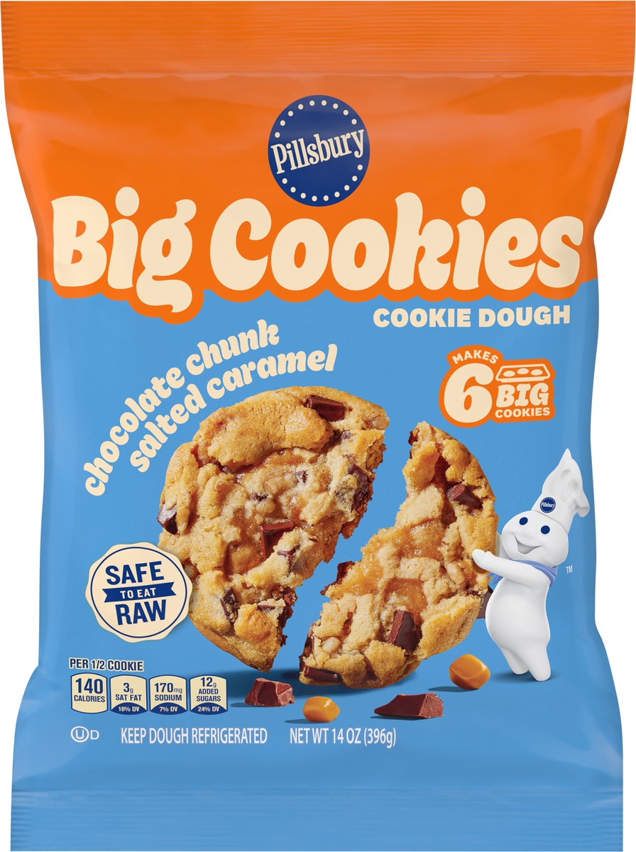 slide 5 of 15, Pillsbury Ready to Bake! Big Cookies Chocolate Chunk Salted Caramel Cookie Dough, 6 Count, 14 oz, 14 oz