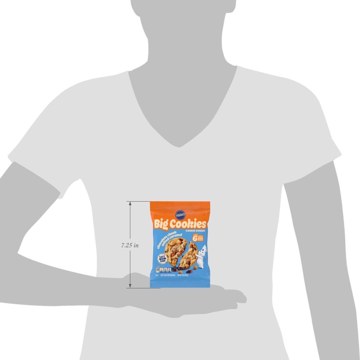 slide 12 of 15, Pillsbury Ready to Bake! Big Cookies Chocolate Chunk Salted Caramel Cookie Dough, 6 Count, 14 oz, 14 oz