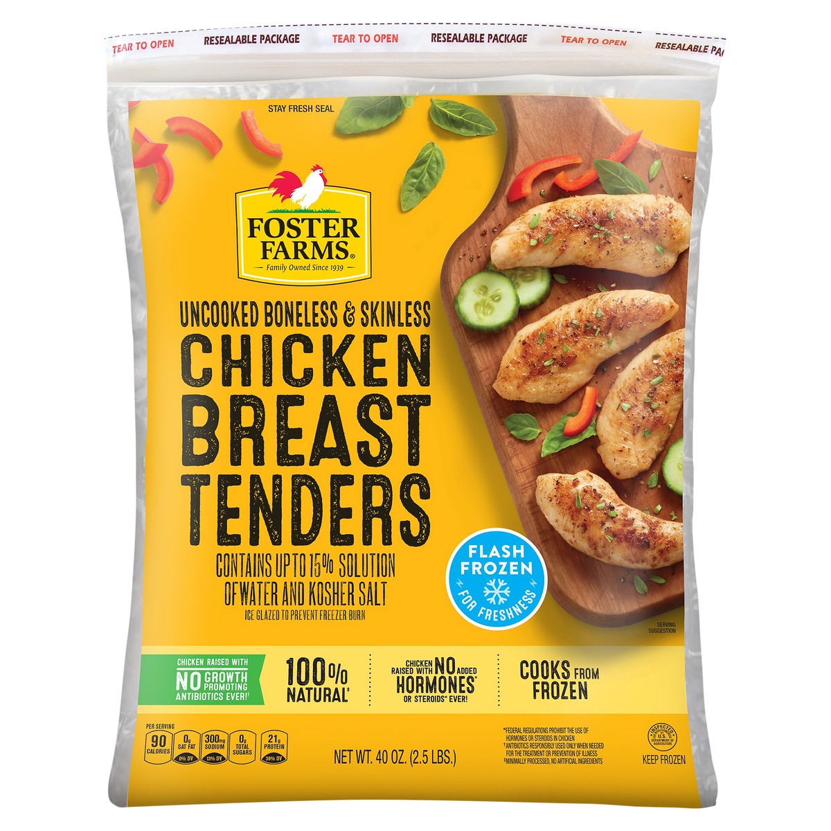 slide 6 of 6, Foster Farms Chicken Breast Tenders Boneless & Skinless Frozen, 40 oz