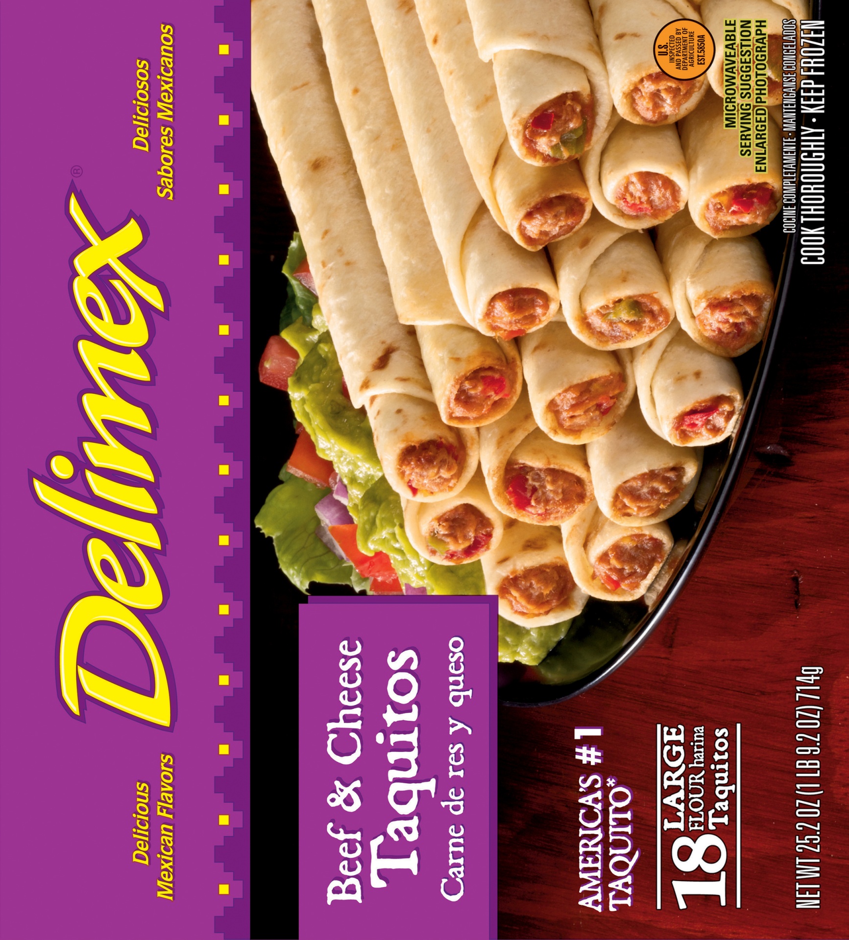 slide 6 of 8, Delimex Beef and Cheese Taquitos, 18 ct