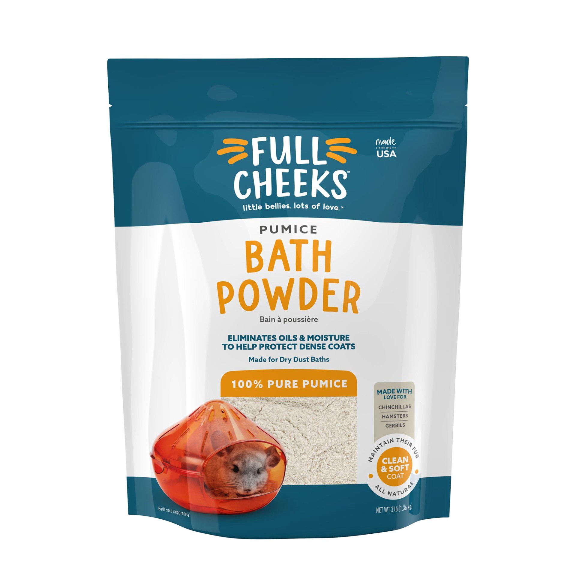 slide 1 of 1, Full Cheeks Small Pet Pumice Bath Powder, 3 lb