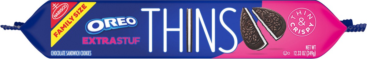 slide 14 of 14, OREO Thins Extra Stuf Chocolate Sandwich Cookies, Family Size- 12.33 oz, 12.3 oz