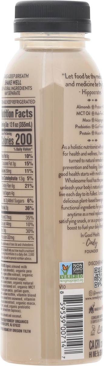 slide 9 of 14, Remedy Organics 100% Plant Based Cold Brew Latte Shake 12 fl oz, 12 fl oz