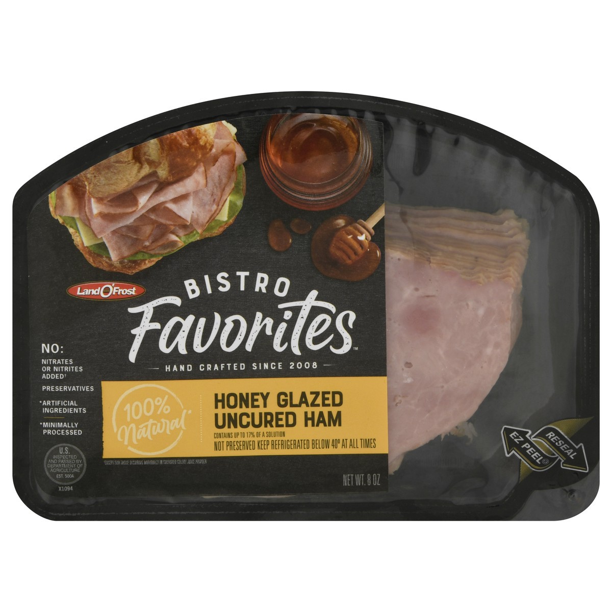 slide 11 of 13, Land O' Frost Bistro Favorites Honey Glazed Uncured Honey Glazed Ham 8 oz, 8 oz