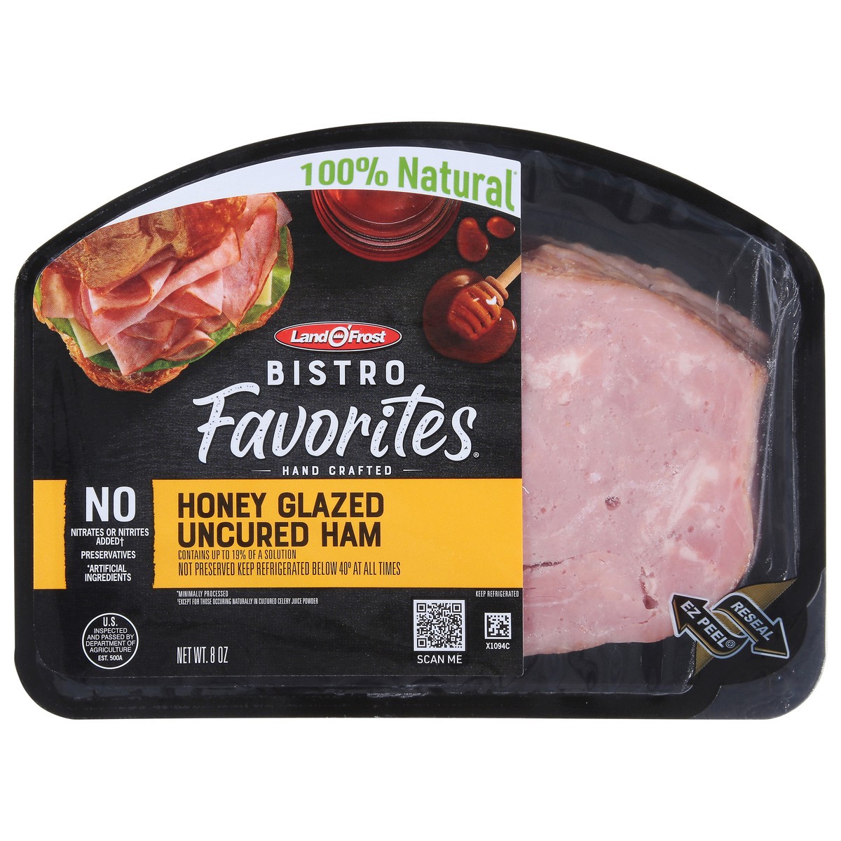 slide 1 of 13, Land O' Frost Bistro Favorites Uncured Honey Glazed Ham 8 oz, 8 oz