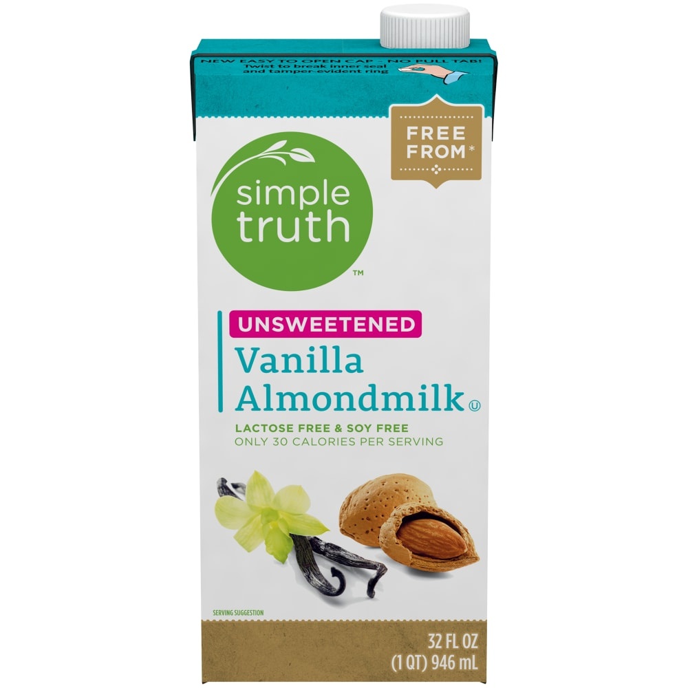 slide 1 of 5, Simple Truth Unsweetened Vanilla Almond Milk, 32 fl oz