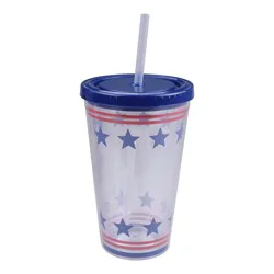 Meijer Corporate Seasonal Plastic Tumbler Blue Stars 17oz