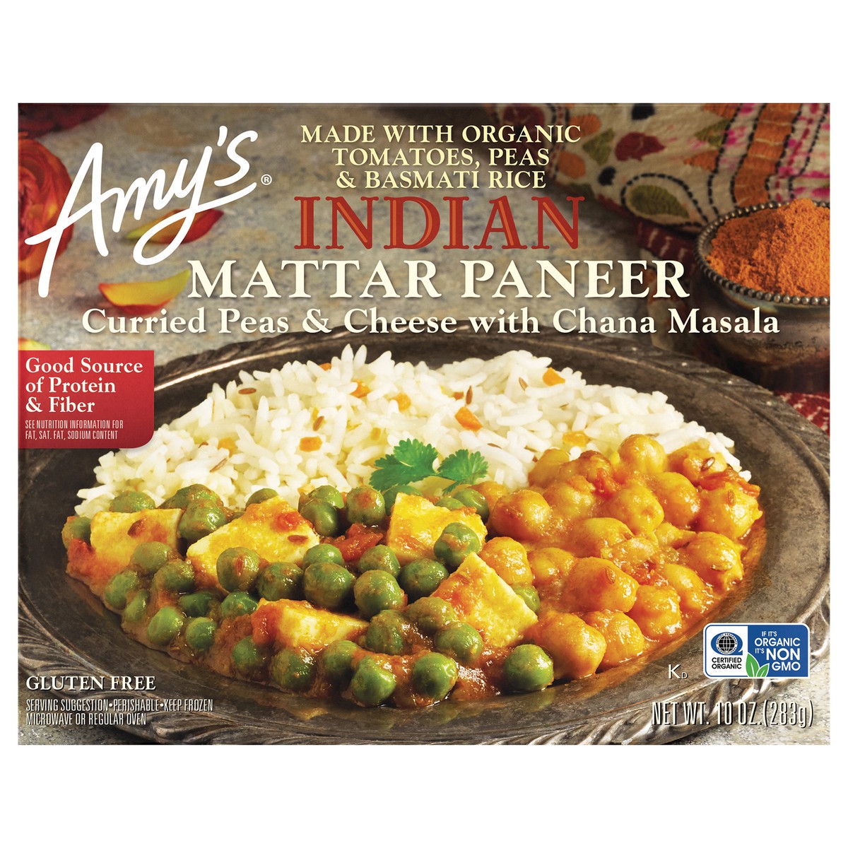 slide 1 of 7, Amy's Indian Mattar Paneer, 10 oz