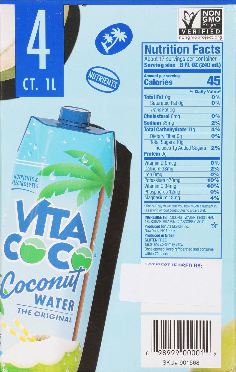 slide 4 of 9, Vita Coco The Original Coconut Water 4 Containers - 33.8 fl oz, 4 ct