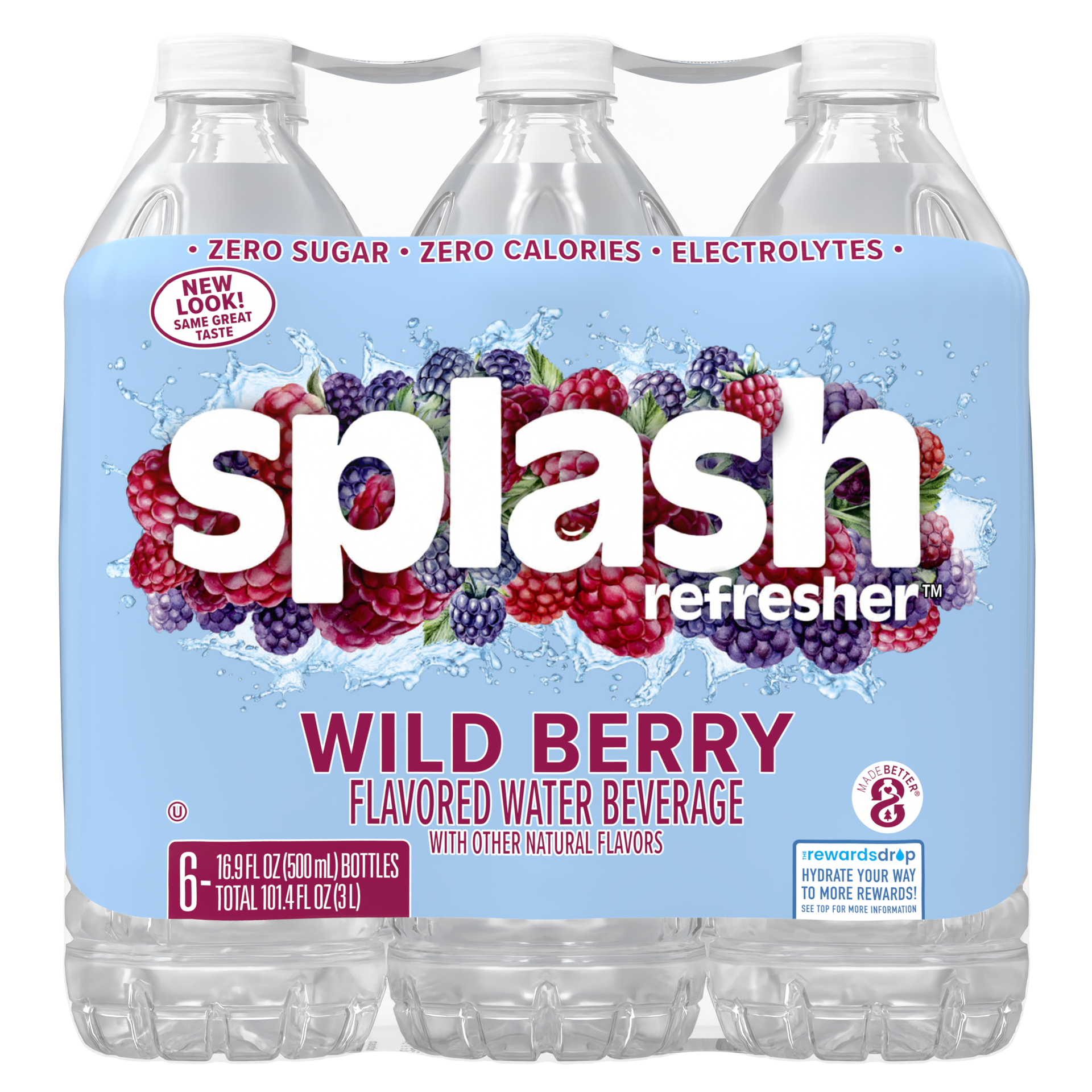 slide 1 of 8, Splash Refresher Wild Berry Flavored Water, 16.9 fl oz, 6 Pack, 16.9 fl oz