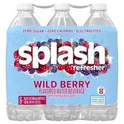 Splash Refresher Wild Berry Flavored Water, 16.9 fl oz, 6 Pack