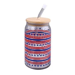 Meijer Corporate Seasonal Glass Tumbler Stars & Stripes 15 Oz