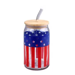 Meijer Corporate Seasonal Glass Tumbler Flag 15 Oz