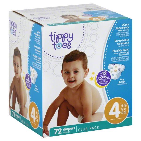 slide 1 of 6, Tippy Toes Babysoft Ultrafit Diapers Size 4, 72 ct