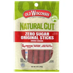 Old Wisconsin Natural Cut Zero Sugar Original Smoked Sausage Sticks - 5 oz
