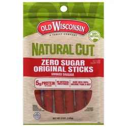 Old Wisconsin Natural Cut Zero Sugar Smoked Sausage Original Sticks - 5 oz