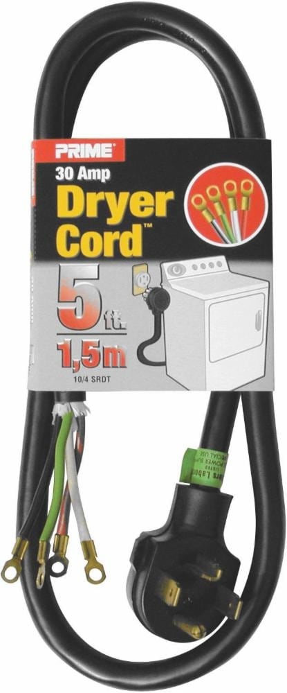 slide 1 of 1, Prime Wire & Cable Dryer Cord - 30 Amp - 5 Foot - Black, 5 ft