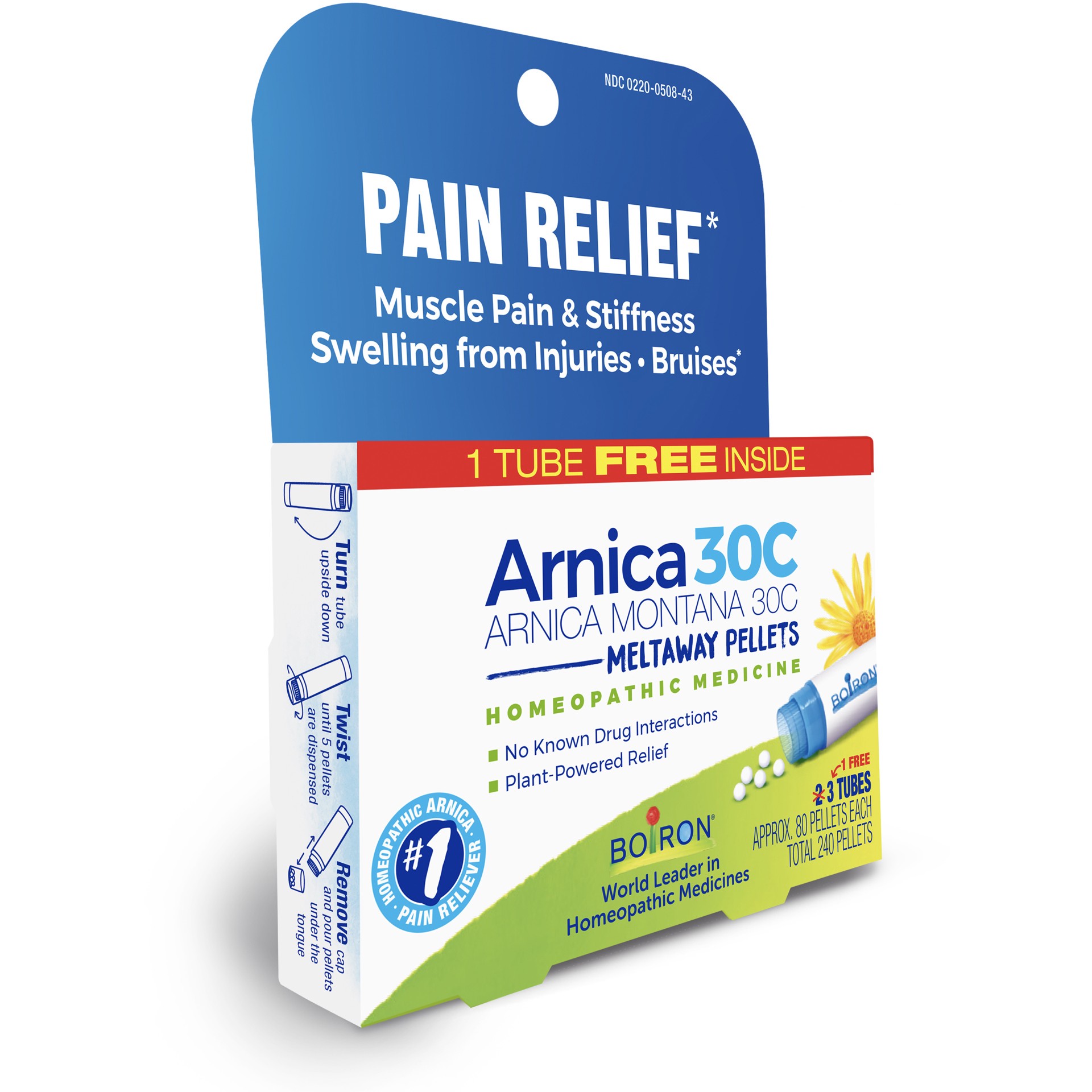 slide 6 of 10, Boiron Pain Relief Arnica 30C 3 - 80 Pellet Tubes, 3 ct