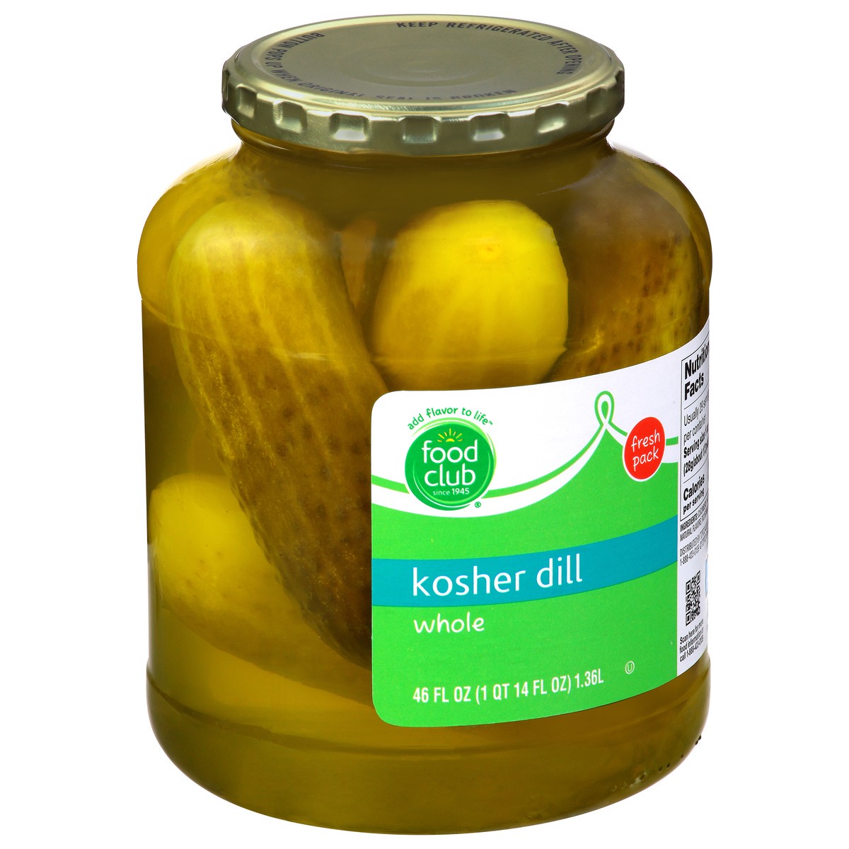 slide 8 of 9, Food Club Fresh Pack Whole Kosher Dill Pickles 46 fl oz, 46 fl oz