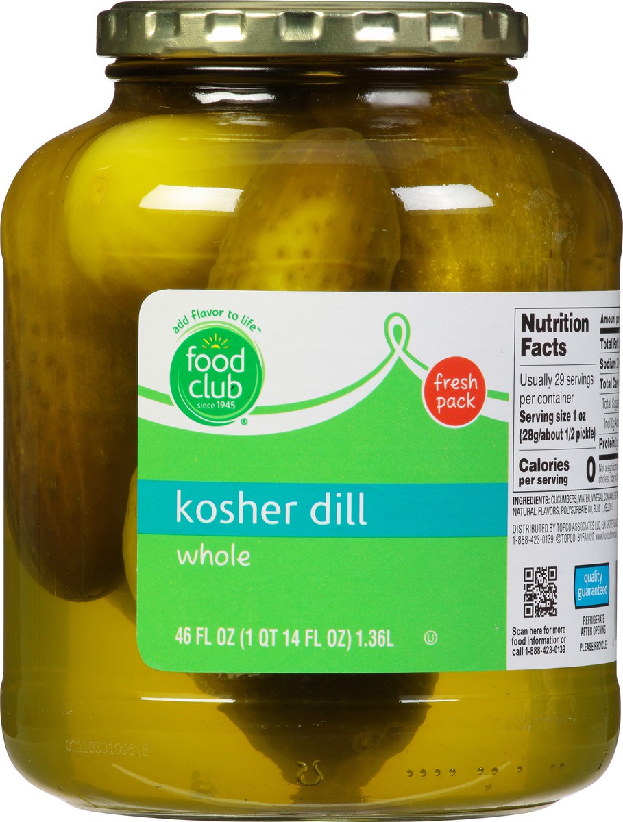 slide 6 of 9, Food Club Fresh Pack Whole Kosher Dill Pickles 46 fl oz, 46 fl oz