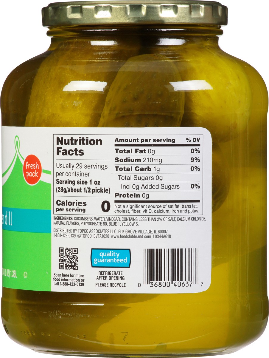 slide 7 of 9, Food Club Fresh Pack Whole Kosher Dill Pickles 46 fl oz, 46 fl oz