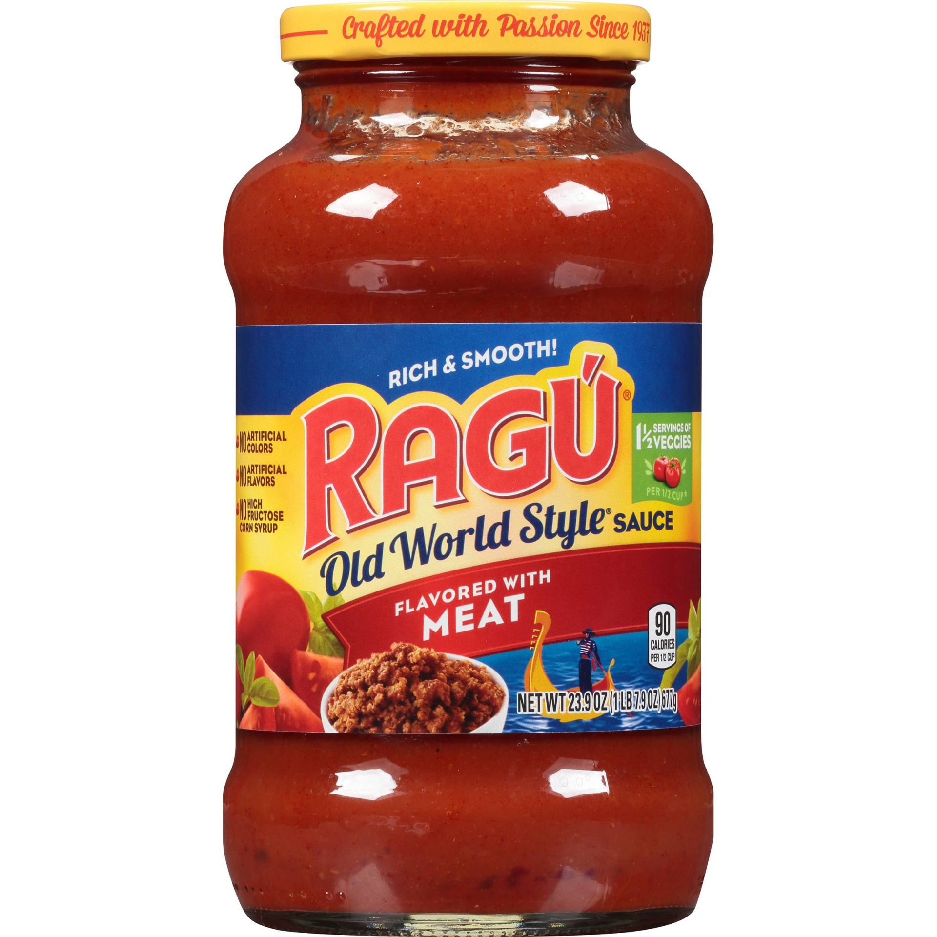 slide 1 of 6, Ragu Old World Style Meat Flavored Pasta Sauce, 23.9 oz