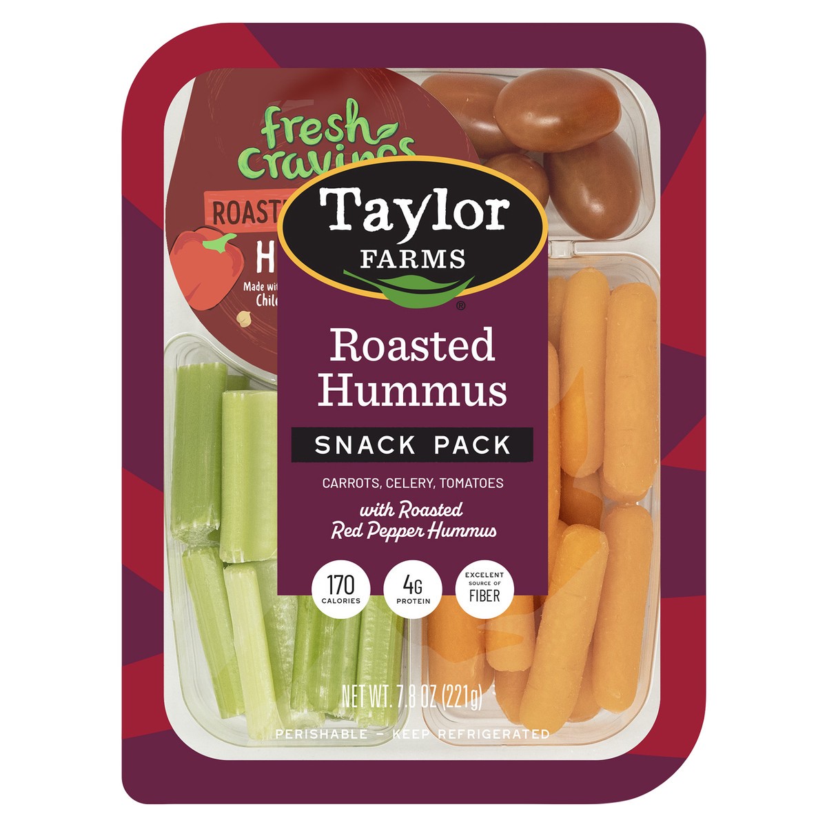 slide 3 of 7, Taylor Farms Roasted Hummus Snack Pack - 7.8 oz, 7.8 oz