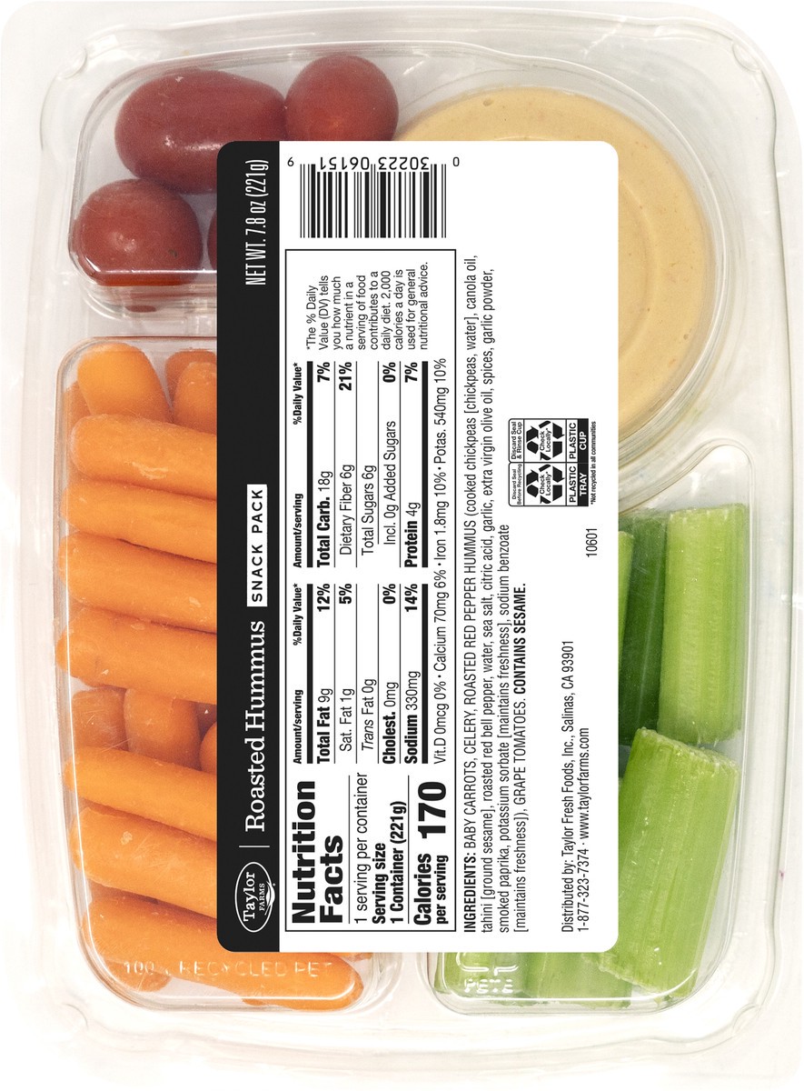 slide 5 of 7, Taylor Farms Roasted Hummus Snack Pack - 7.8 oz, 7.8 oz