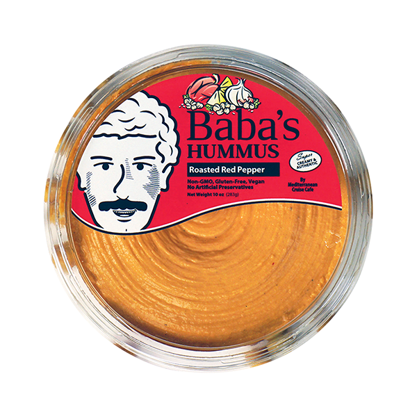 slide 1 of 1, Baba's Roasted Red Pepper Hummus, 10 oz
