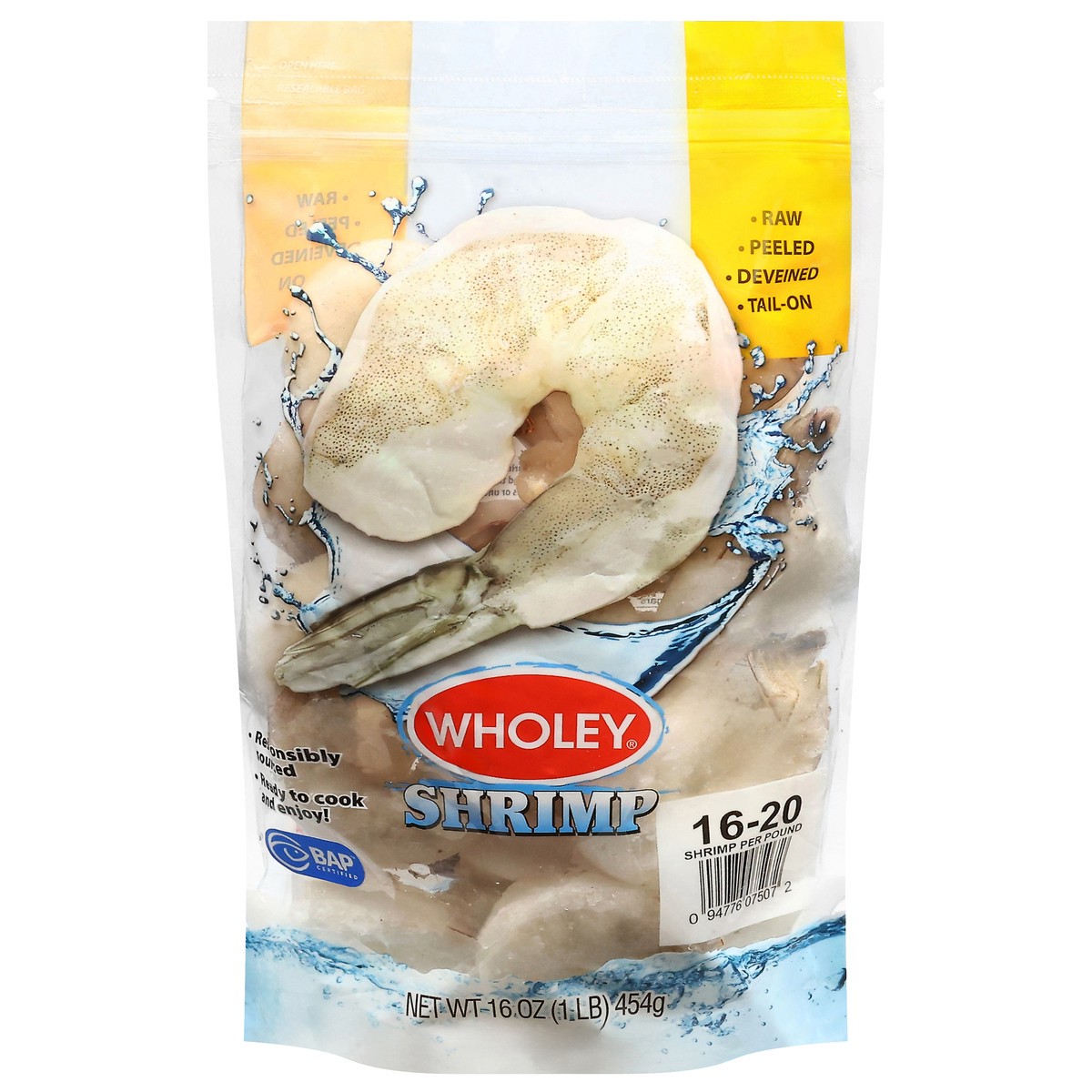slide 3 of 4, Wholey Raw Peeled Deveined Tail-On Shrimp 16 oz, 1#