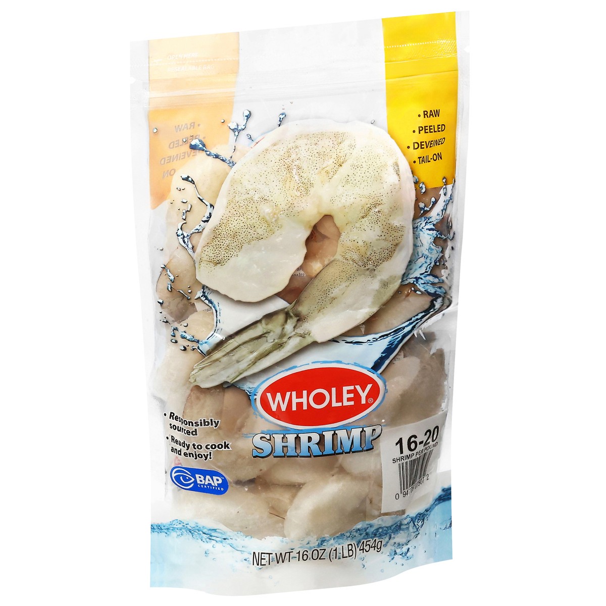 slide 4 of 4, Wholey Raw Peeled Deveined Tail-On Shrimp 16 oz, 1#
