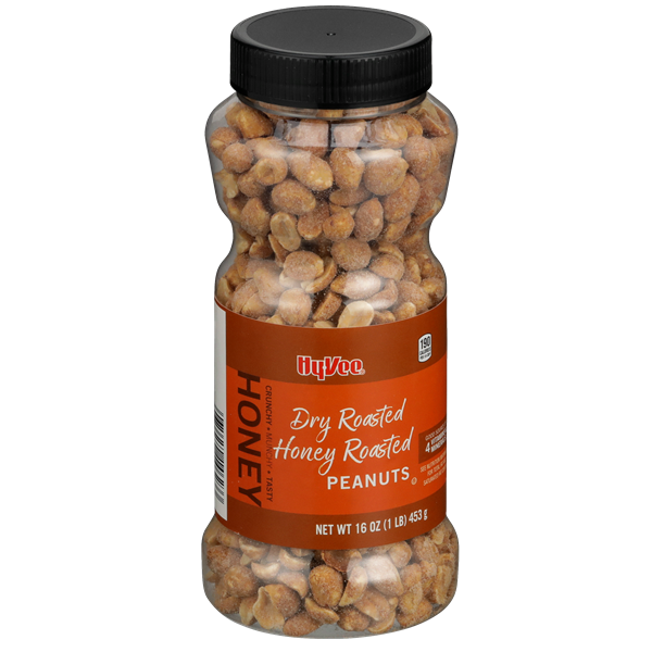 slide 1 of 1, Hy-Vee Dry Roasted Honey Roasted Peanuts, 16 oz