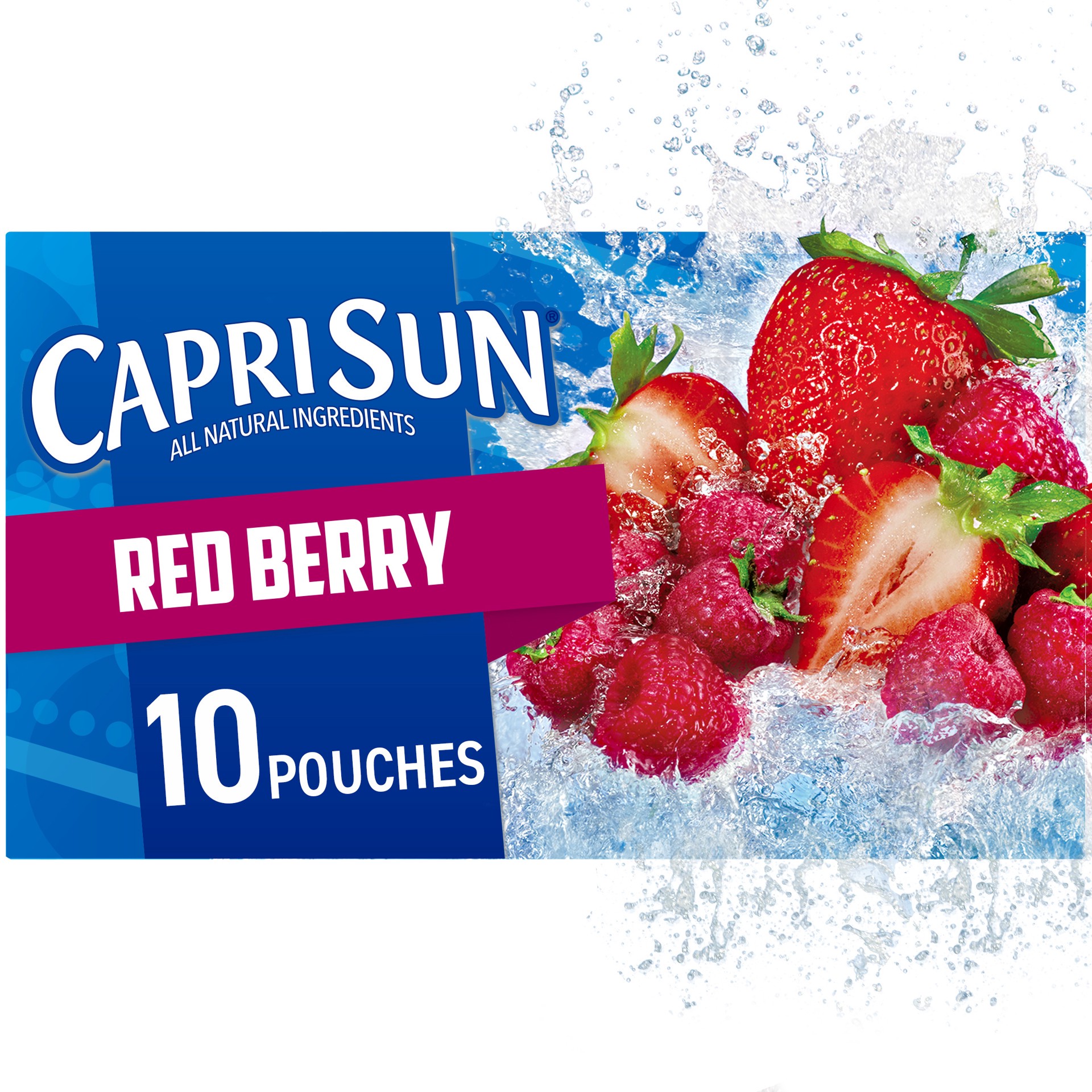 slide 1 of 5, Capri Sun Red Berry Strawberry Raspberry Naturally Flavored Juice Drink Blend, 10 ct Box, 6 fl oz Pouches, 10 ct; 6 fl oz