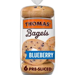 Thomas' Blueberry Bagels, 6 count, Pre-sliced Bagels, 20 oz Bag
