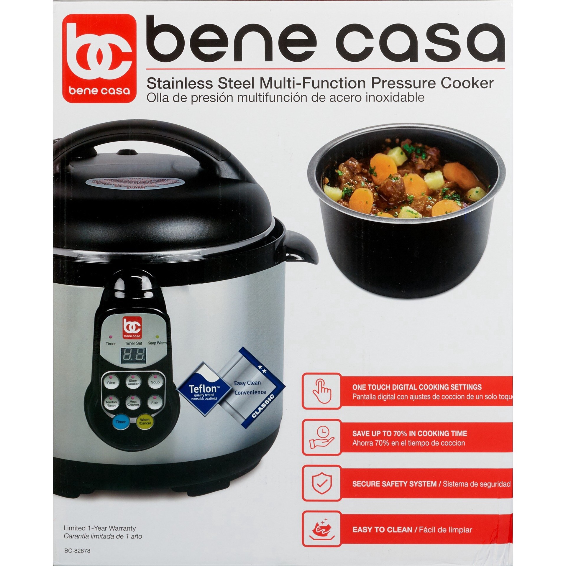 slide 1 of 1, Bene Casa Electric Pressure Cooker, Stainless Steel, 5 Lt, 1 ct