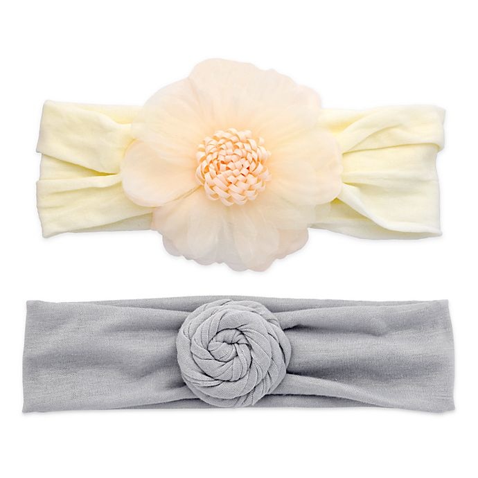 slide 1 of 1, Khristie Flower & Bun Headbands - Ivory/Grey, 2 ct