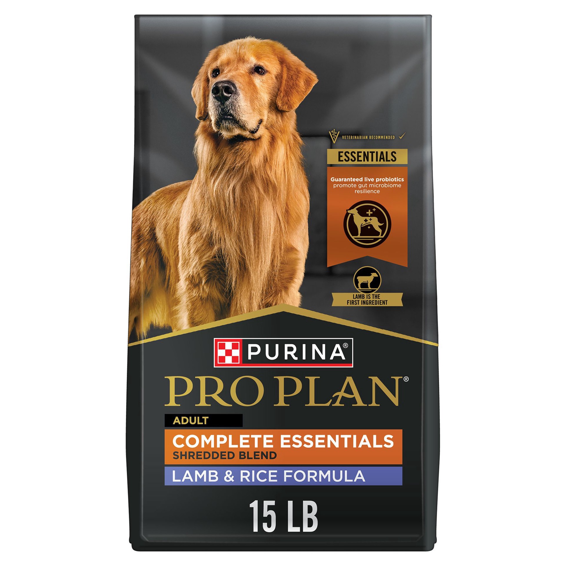 slide 1 of 1, Purina Pro Plan Complete Essentials Shredded Blend Adult Dog Dry Food - Lamb & Rice, 15 lb