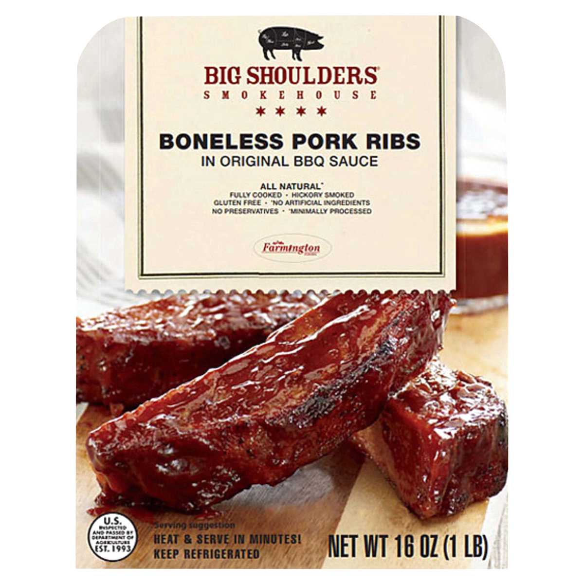 slide 1 of 9, Big Shoulders Smokehouse Big Shoulders® boneless pork ribs, 16 oz