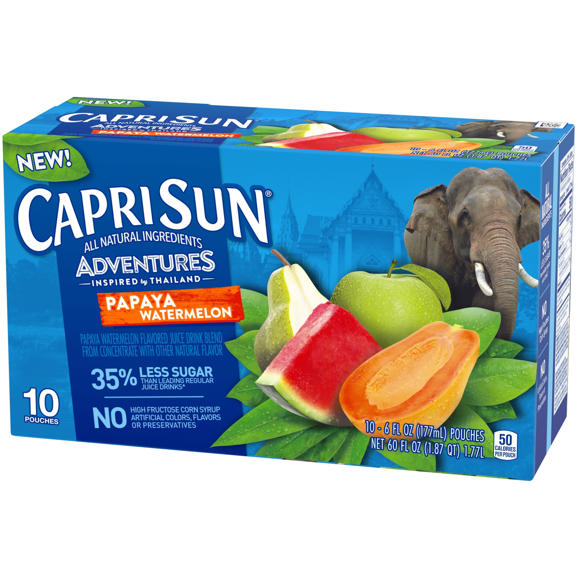 slide 3 of 6, Capri Sun Adventures Papaya Watermelon Naturally Flavored Juice Drink Blend, 10 ct