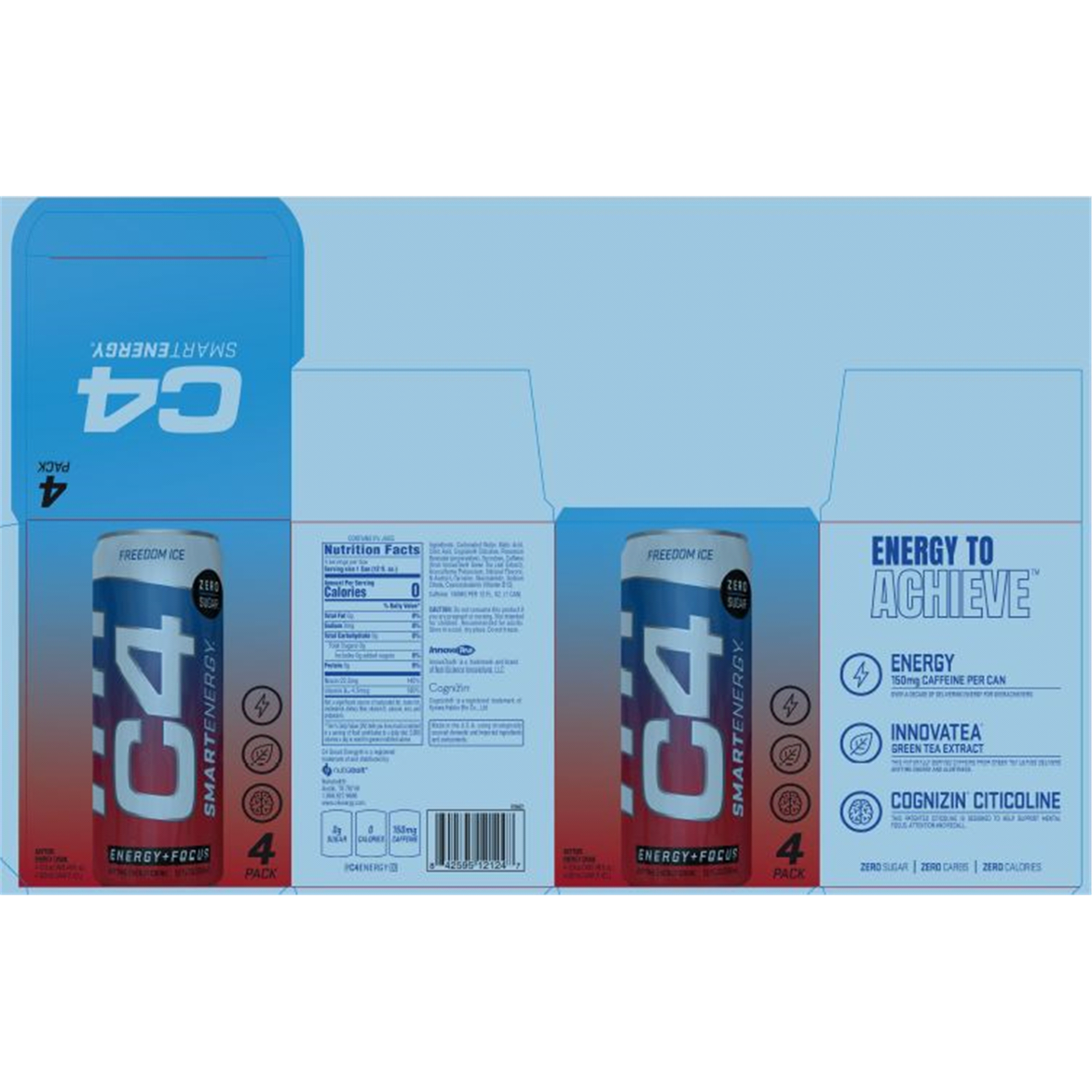 slide 1 of 1, C4 Sport Smart Energy Drink, Freedom Ice, 4 ct; 12 oz