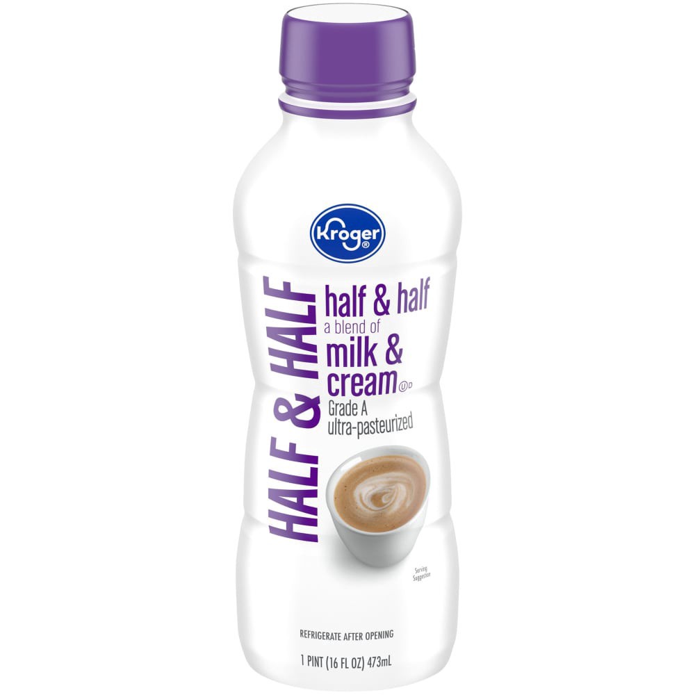 slide 1 of 5, Kroger Grade A Half & Half Blend Of Milk & Cream, 1 pint