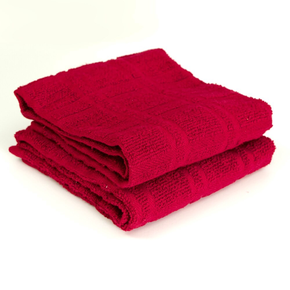 slide 2 of 3, Everyday Living Waffle Kitchen Towels - Paprika, 2 ct