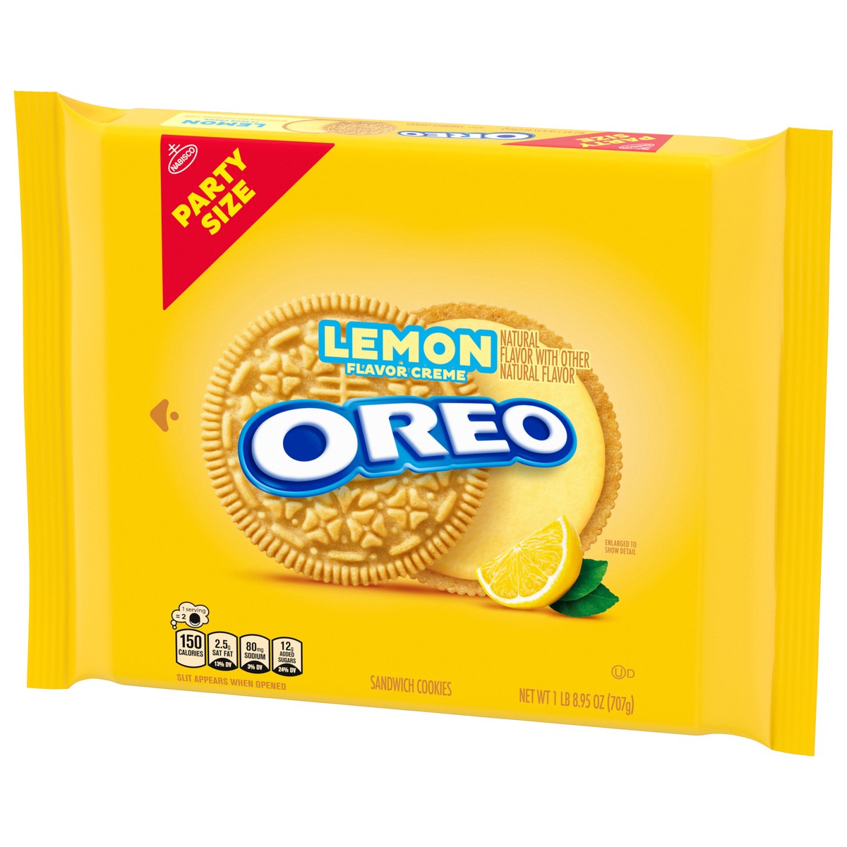 slide 4 of 13, OREO Lemon Creme Sandwich Cookies, Party Size, 24.95 oz, 24.95 oz