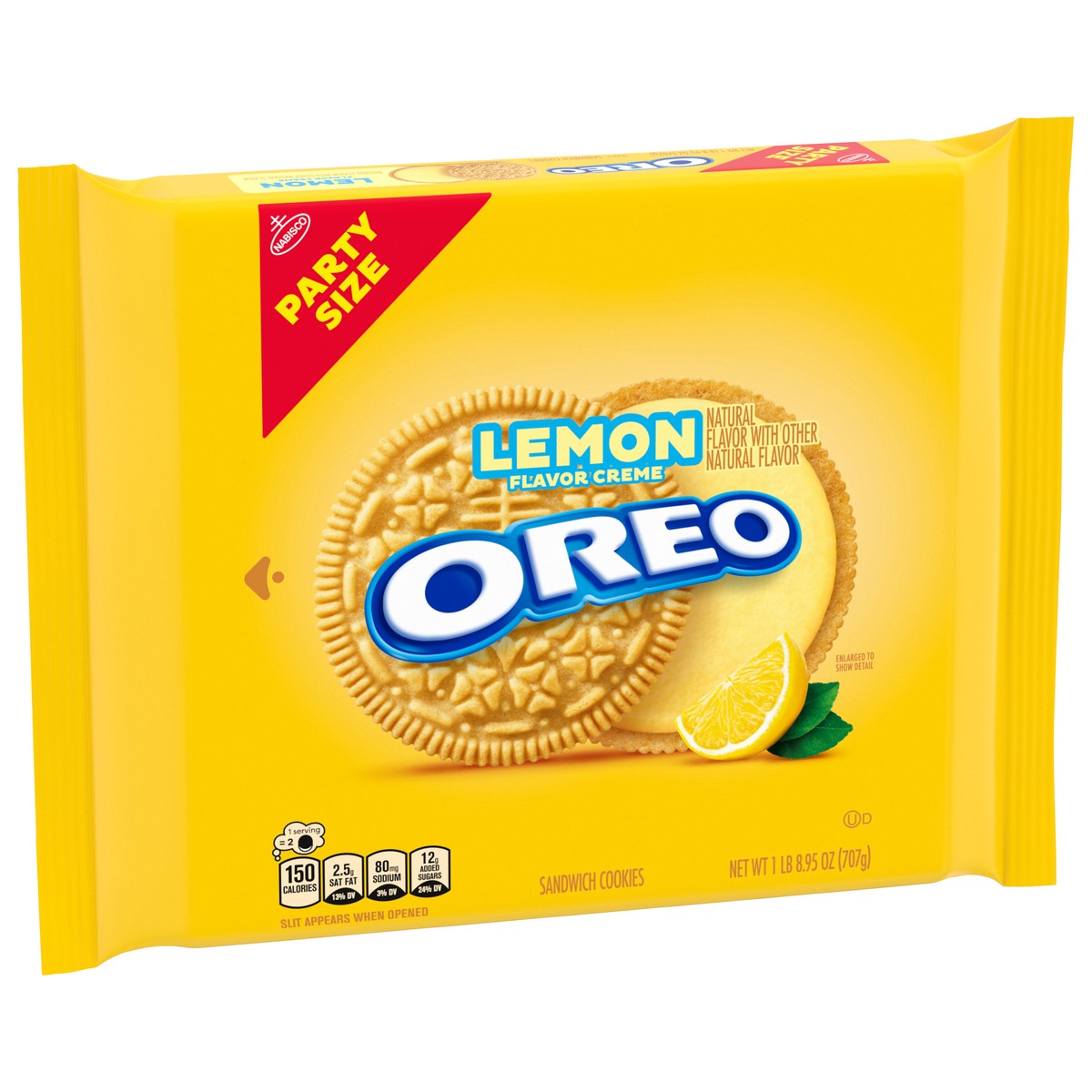 slide 12 of 13, OREO Lemon Creme Sandwich Cookies, Party Size, 24.95 oz, 24.95 oz
