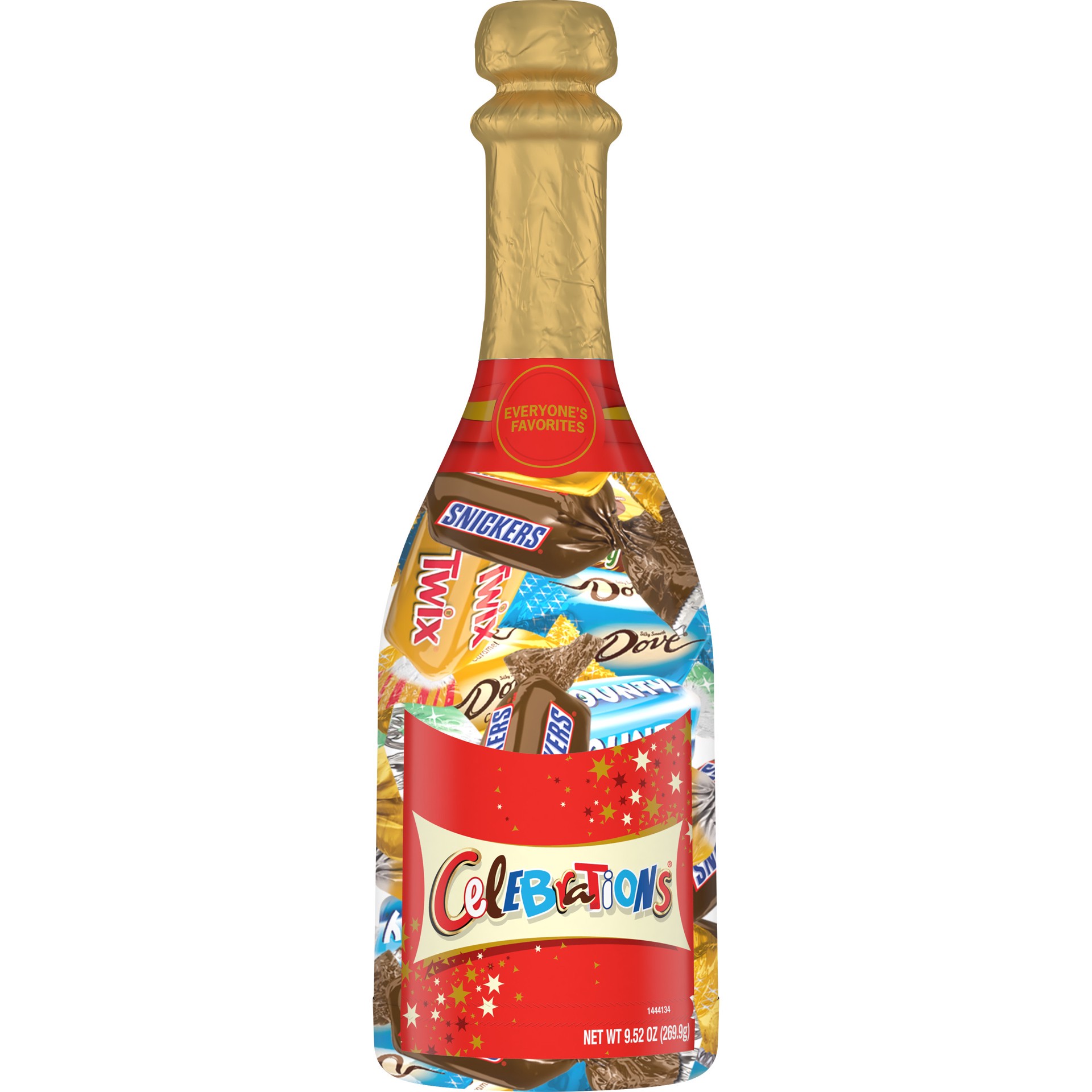 slide 1 of 6, CELEBRATIONS Chocolate Variety Mix Candy Bars, 9.52-Oz Christmas Gift Champagne Bottle, 9.52 oz