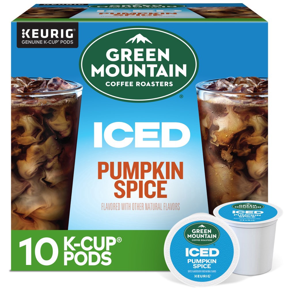 slide 1 of 6, Green Mountain Coffee Roasters ICED Pumpkin Spice, Single Serve Keurig K-Cup Pods, Flavored Ice Coffee- 10 ct, 10 ct
