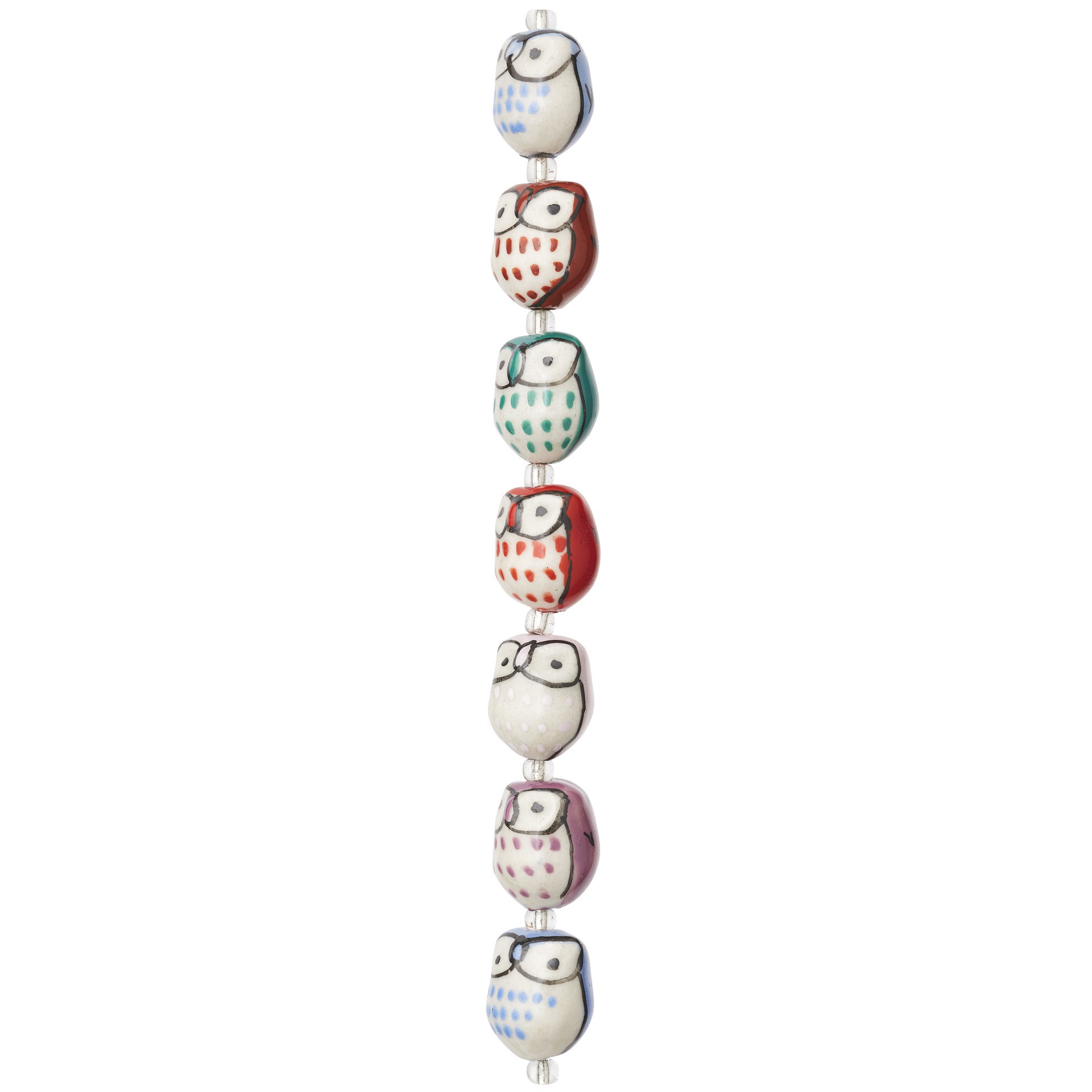 slide 2 of 3, Multicolour Ceramic Owl Beads, 15mm By Bead Landing, 15mm