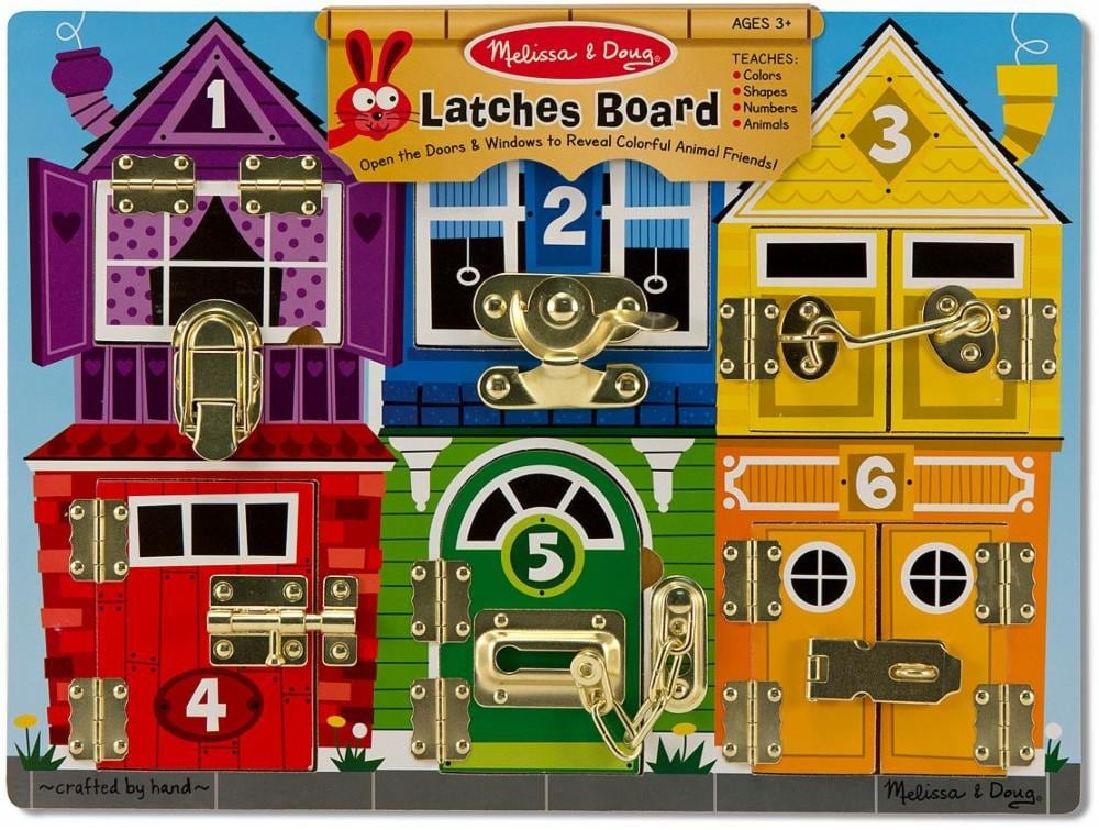 slide 1 of 1, Melissa & Doug Latches Wooden Activity Board, 15.5 in x 11.5 in x 1.25 in