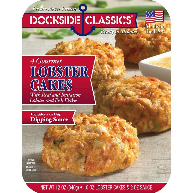 slide 1 of 3, Dockside Classics Gourmet Lobster Cakes with Sauce, 12 oz, 4 ct, 12 oz