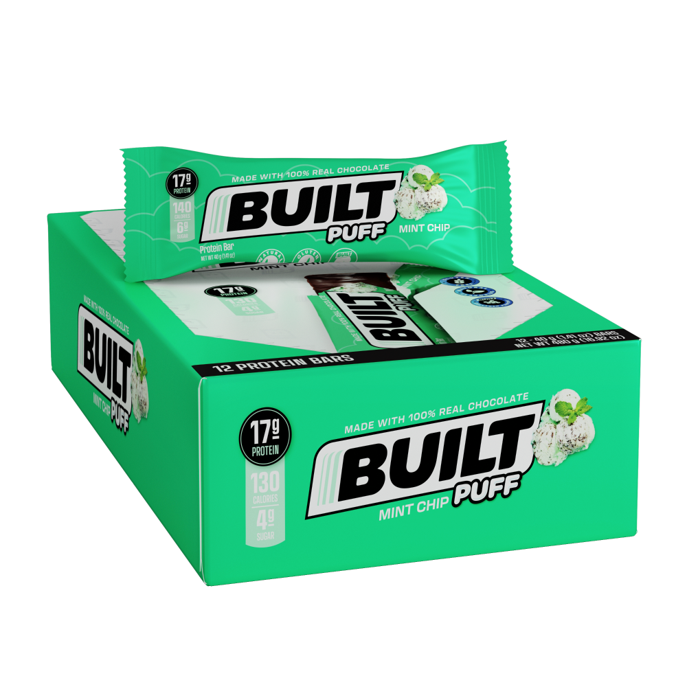 slide 4 of 4, Built Bar Puff Protein Bar, Mint Chip, 12ct Box, 12 ct